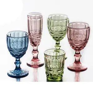 High Quality Custom Logo Hand Engraved Crystal Glassware cut green snapped wine water goblet bulk glass