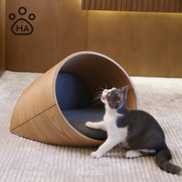 Rumah kucing mainan kayu kustom ramah lingkungan sarang hewan peliharaan semi-tertutup semua musim