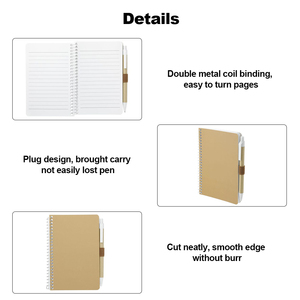 맞춤형 재활용 휴대용 노트북 종이 스파이럴 바인딩 스파이럴 노트북 펜 포함 - Product Image 3