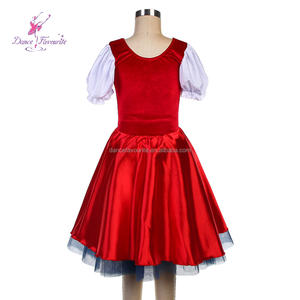 19216 Corsé de terciopelo rojo con falda de satén con capas de tul negro para danza rusa - Product Image 2