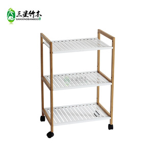Custom-made multi-functional bamboo <b>trolley</b> for kitchen, living room, and bedroom; floor-standing bamboo storage rack and shoe - Product Image 1