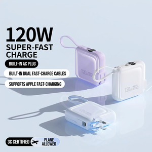 พาวเวอร์แบงค์ 120W พร้อมปลั๊ก AC ในตัว สายชาร์จเร็วคู่ รองรับการชาร์จเร็วของ Apple เหมาะสำหรับการเดินทาง - Product Image 1