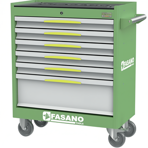 Fasano Tools 6 Drawer Rolling Tool Cabinet Green Steel With Lock And Wheels For <b>Workshop</b> <b>Storage</b> - Product Image 2