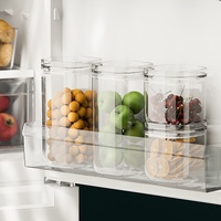 Bocal de stockage empilable en plastique PET transparent scellé en silicone Boîte de rangement pour réfrigérateur avec couvercles Récipients de stockage d'aliments visibles