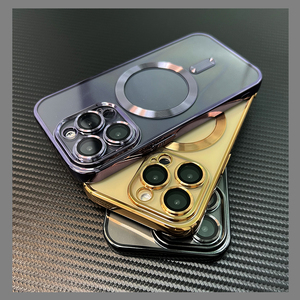 เคสชาร์จไร้สายระบบแม่เหล็ก,เคสใสเคลือบหรูหราสำหรับ <span class=keywords><strong>iPhone</strong></span> 14 <span class=keywords><strong>13</strong></span> 12 11 Pro Max ฝาครอบป้องกันเลนส์ซิลิโคนเนื้อนิ่ม - Product Image 5