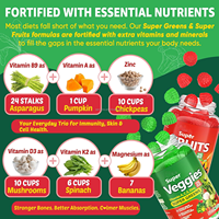 Gummies Super Fruits & Super Légumes Combo 25 Fruits 25 Légumes Saveur Baies Mixtes Complément Alimentaire Quotidien à Large Spectre