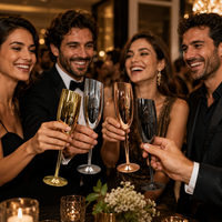 Flûtes à champagne élégantes personnalisées en acier inoxydable 304 de 8 oz, réutilisables, à ouverture inclinée, à long pied, pour mariage et fête