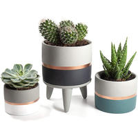 Prêts à être expédiés, pots à fleurs en ciment nordiques pour l'intérieur, décoration moderne de luxe pour la maison de haute qualité avec support en bois