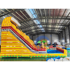 Toboggan aquatique gonflable géant à thème volcan tropical, grand toboggan aquatique double piste pour enfants, location commerciale pour parc aquatique d'été - Product Image 4