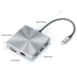 USB סוג-C רכזת 4K HD-MI, פ"ד טעינת נמל, אלומיניום 10 ב 1 USB C Multiport רכזת מתאם תואם עבור Samsung דקס