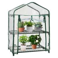 Serre de jardin moderne à 2 niveaux avec structure métallique portable et porte zippée pour la culture hydroponique en arrière-cour et à domicile, facilement assemblable