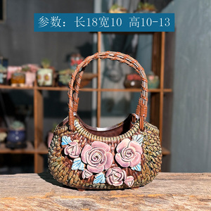 Vaso per <span class=keywords><strong>Fiori</strong></span> in Ceramica Fatto a Mano, Contenitore per Piante Succulente Modellato a Mano per Decorazione Interna, Scrivania, Casa e Giardino - Product Image 4