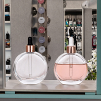 Flacon compte-gouttes en verre transparent de 30 ml (1 oz) à fond épais pour sérum de soin, huiles essentielles, crème visage, blush, emballage cosmétique