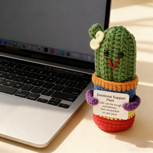 Peluche artisanale au crochet Kawaii <span class=keywords><strong>Cactus</strong></span> Hamster avec carte de <span class=keywords><strong>message</strong></span> Décoration mignonne pour la maison et le bureau Ornement de bureau Cadeau d'anniversaire pour un ami - Product Image 1