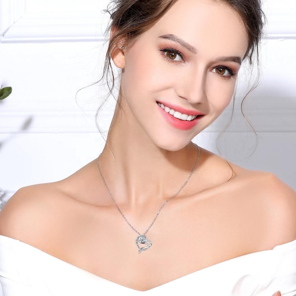 Plata de Ley 925 de amor u a la Luna y vuelta collar de corazón