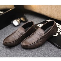 Mocassins Penny Classiques en Cuir Texturé pour Hommes – Chaussures Décontractées Légères à Enfiler pour la Conduite, le Bureau et la Marche Quotidienne