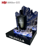 Support de bouteille de vin lumineux en acrylique de haute qualité TDP pour bar à vin, avec motif de montagne enneigée