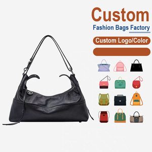 Bolso de hombro minimalista de cuero genuino negro vintage para mujer, gran capacidad, verano |   Fabricación Personalizada OEM/ODM para Marcas Modernas - Product Image 1
