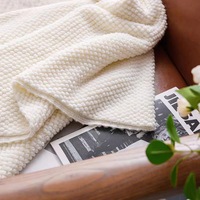 Hochwertige Luxus-Einfarbige Erbsenflechtedecke, Warme Ganzjahresdecke für Sofa, Büro, Reisen & Flugzeuggebrauch