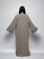 LM038 Ensemble Abaya trois pièces avec ceinture Cardigan ouvert texturé en crêpe froissé avec poche intérieure de ceinture Robe islamique