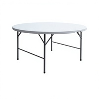 Table ronde pliable en plastique pour banquet portable, idéale pour les mariages, la restauration, les fêtes, les pique-niques, le camping, le jardin, les restaurants, les hôtels
