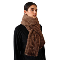Écharpe longue en fourrure de vison tricotée, 168 cm, épaisse et chaude, motif uni, style décontracté, pour femme adulte, hiver, tour de cou croisé, style coréen