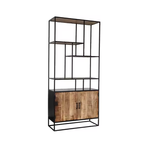 Estantería de madera hecha a mano, elegante y moderna, con varios niveles para organizar libros, archivos y accesorios de oficina. - Product Image 3
