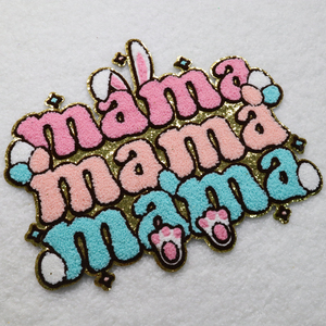 Best Price Stock Holiday Easter Patches Green Cartoon Iron on Rabbit Glitter Letters Easter Chenille Patches for Clothing - Product Image 5