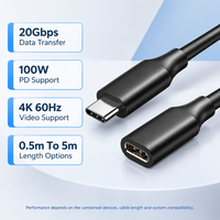 Kabel Ekstensi USB 3.2 Tipe C OEM ODM dengan 20Gbps 100W PD dan Dukungan 4K 60Hz untuk Laptop, Docking Station, dan Monitor