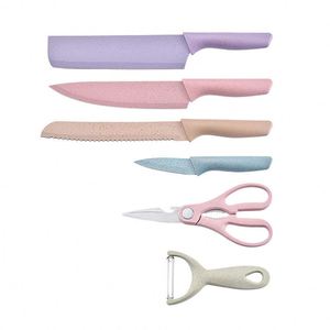 Ensemble de couteaux de chef modernes en acier inoxydable 304, faits à la main, avec logo laser, 6 pièces/lot, pour la découpe - Product Image 5