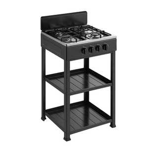 Cuisinière à gaz mobile 4 brûleurs 2 étagères pour camping et jardin 49x49x82 cm avec allumage - Product Image 6