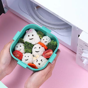 Dual-Tier Microwave Heatable Children's <strong>Lunch</strong> <strong>Box</strong> with Cartoon Character Embroidery Plastic Lid for Students - Product Image 3