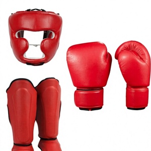 Set de Boxeo de Cuero PU Rojo, Protector de Cabeza, Guantes, Protectores de Tibia, Impresión Personalizada, Acabado Mate, Equipo de Entrenamiento Protector para Niños - Product Image 4