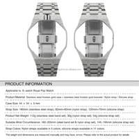 Kit de modification de boîtier et bracelet de montre en acier inoxydable finition grain givré compatible avec S-watch X AP Royal Pop Pocket Watch