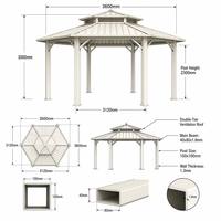Pergola bioclimatique de luxe carrée toutes saisons en aluminium 6063-T6 avec toit ventilé à double niveau et LED intégrées Nature