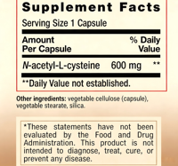 Suplemen Diet OEM N-Acetyl-L-Cysteine 600mg Mendukung Kesehatan Pernapasan Detoksifikasi Hati Antioksidan Potensi Tinggi