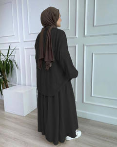 hot sale Fashion summer women's wrinkled puff sleeve long-sleeved Muslim dress <b>skirt</b> suit - Product Image 5