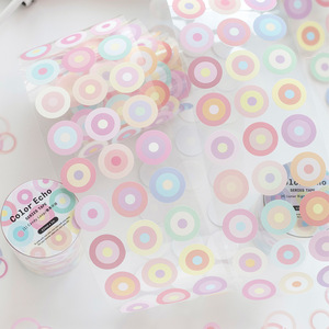 1 rollo de cinta adhesiva de la serie ''Color <span class=keywords><strong>Echo</strong></span>'': elementos decorativos de círculos coloridos para <span class=keywords><strong>Bullet</strong></span> Journal (capa base) - Product Image 4