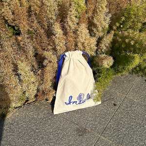 Promotional Reusable Cotton <b>Drawstring</b> <b>Pouch</b> Custom Logo Gift Bag with Natural Color - Product Image 4