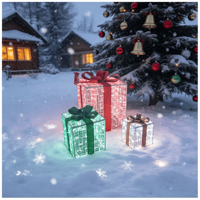 Vente en gros de boîtes cadeaux LED en alliage d'aluminium étanches IP65, éclairage coloré à thème Noël et Nouvel An, télécommande, aménagement paysager
