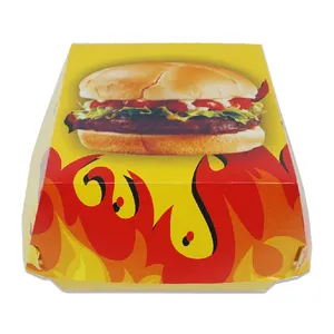 批发定制小火元素汉堡纸板纸盒免费设计带走