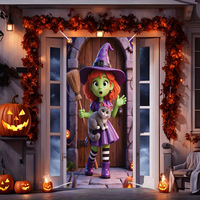 Bannière suspendue personnalisable pour porte d'entrée, décoration intérieure et extérieure, thème Halloween : Citrouille et Chat Noir
