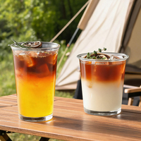 Tasse à café en verre de 365 ml avec gobelet isotherme en borosilicate sans BPA pour boissons froides, idéal pour la maison et le bureau, directement de l'usine OEM