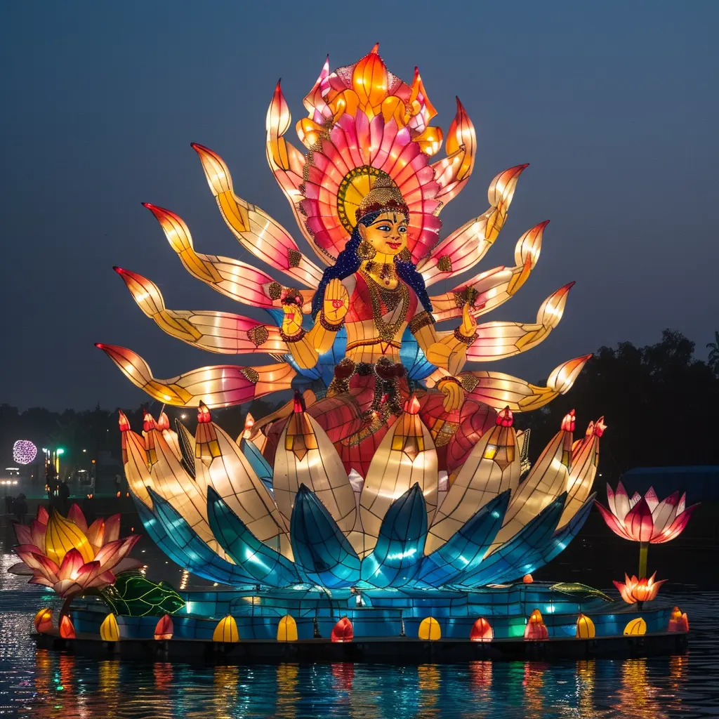 Inde Dagar Festival lanternes à grande échelle lumières de vacances 3d lumières colorées modélisation des lumières en 2024