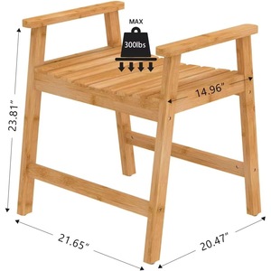 Waterproof bamboo <b>shower</b> <b>chair</b> with armrests, disposable <b>shower</b> <b>chair</b> seat for bathroom - Product Image 2