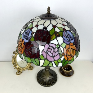 LongHuiJing Luxury 16Inch AC E26 Retro Handmade Eco-Friendly Simple Creative Rose Dome Stained Glass Flexible LED 2700K Warm - Product Image 3