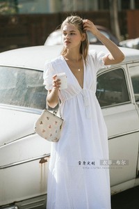 Une robe blanche française très féerique, nouveau style d'été, sexy, ample, taille haute, robe longue de plage de vacances de plage amincissante - Product Image 3