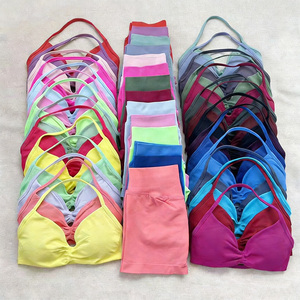 Ensemble de yoga sans couture très vendu, léger, compressif, couleur unie, séchage rapide, soutien-gorge de sport, short, ensembles de fitness élastiques - Product Image 1