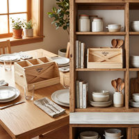 Ensemble de pots à épices pour comptoir de cuisine style farmhouse avec plateau en bois, porte-ustensiles de cuisine en bois multi-compartiments avec étagère à épices