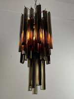 Lustre Vintage Mid-Century en Verre de Murano Ambre Trilobi